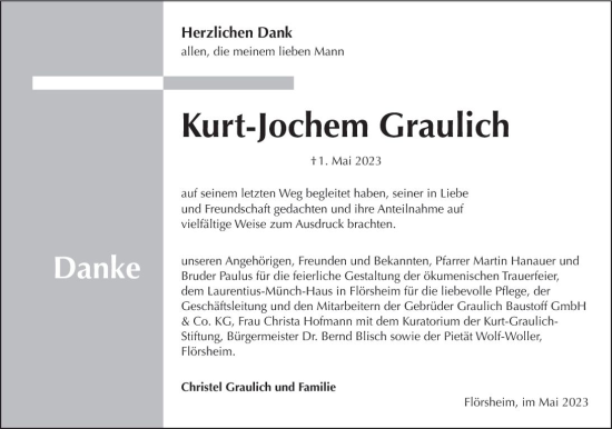 Traueranzeige von Kurt-Jochem Graulich von Rüsselsheimer Echo