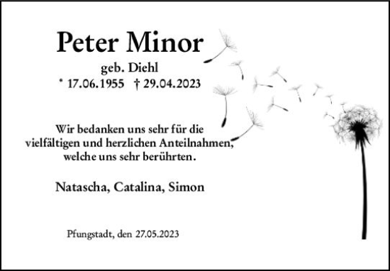 Traueranzeige von Peter Minor von Darmstädter Echo