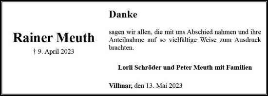 Traueranzeige von Rainer Meuth von Nassauische Neue Presse