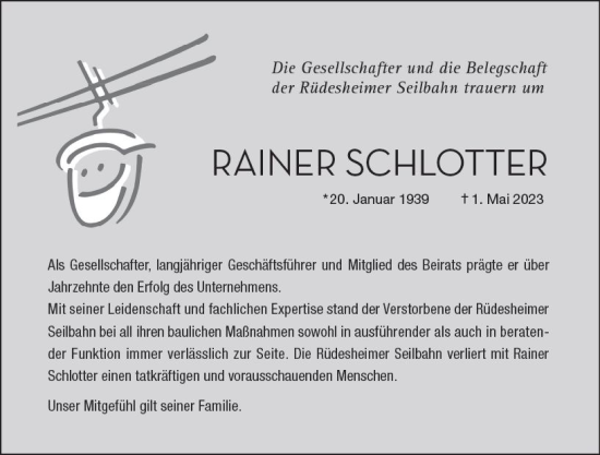 Traueranzeige von Rainer Schlotter von Wiesbadener Kurier