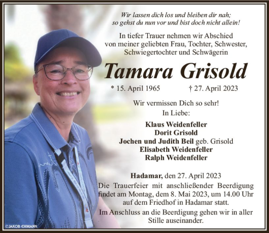 Traueranzeige von Tamara Grisold von Nassauische Neue Presse