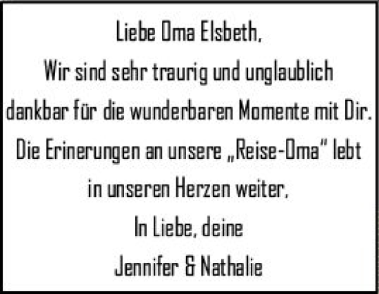 Traueranzeige von Elsbeth  von Starkenburger Echo