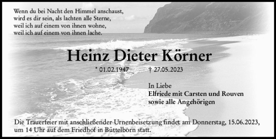 Traueranzeige von Heinz Dieter Körner von Groß-Gerauer Echo