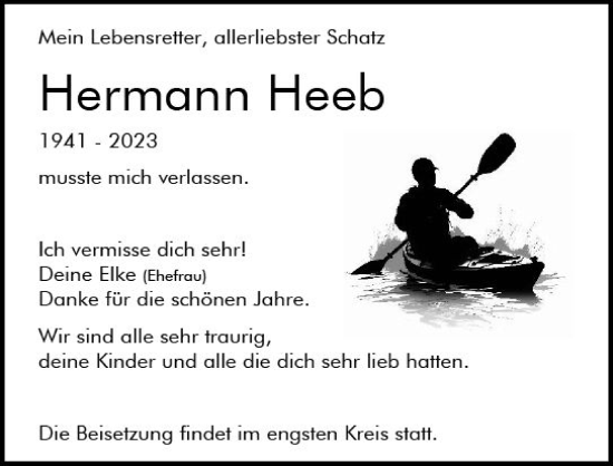 Traueranzeige von Hermann Heeb von Allgemeine Zeitung Mainz