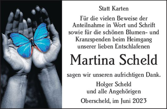 Traueranzeige von Martina Scheld von Dill Block