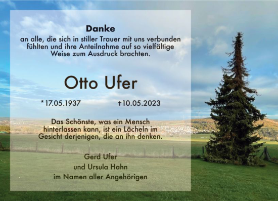 Traueranzeige von Otto Ufer von Wetzlarer Neue Zeitung