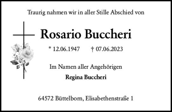 Traueranzeige von Rosario Buccheri von Groß-Gerauer Echo
