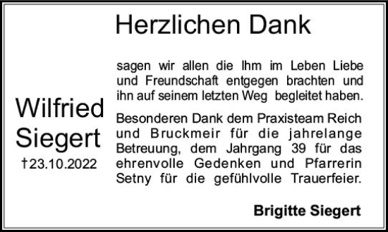 Traueranzeige von Wilfried Siegert von Starkenburger Echo