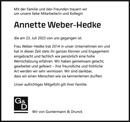 Traueranzeige von Annette Vileber-Radke von Dill Block
