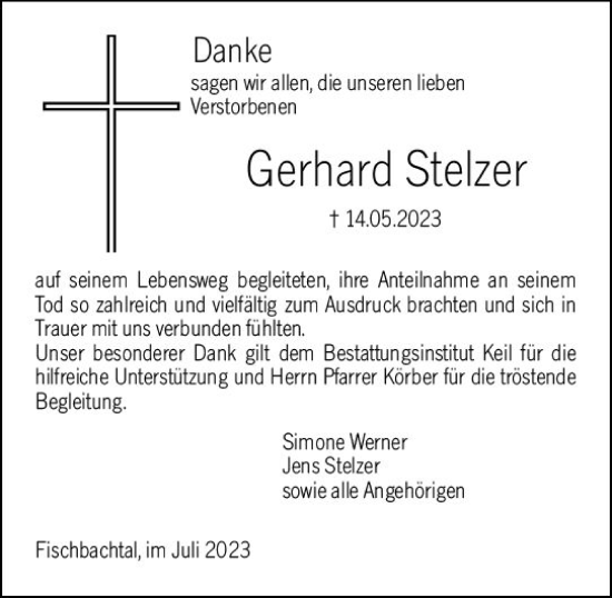 Traueranzeige von Gerhard Stelzer von Darmstädter Echo