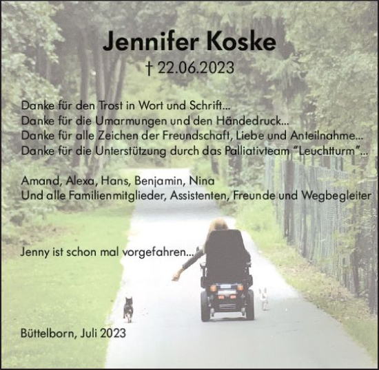 Traueranzeige von Jenny Koske von Groß-Gerauer Echo