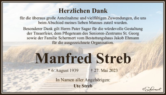 Traueranzeige von Manfred Streb von Nassauische Neue Presse
