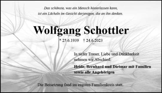 Traueranzeige von Wolfgang Schottier von Allgemeine Zeitung Mainz