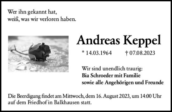 Traueranzeige von Andreas Keppel von Darmstädter Echo