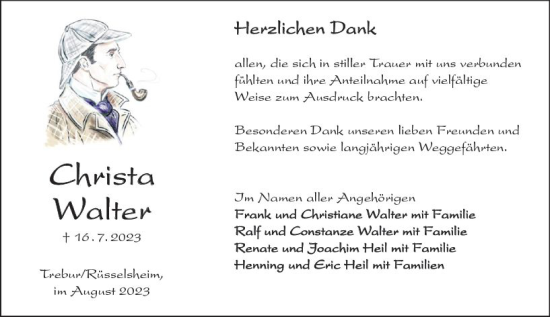 Traueranzeige von Christa Walter von Rüsselsheimer Echo