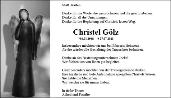 Traueranzeige von Christel Gölz von Groß-Gerauer Echo