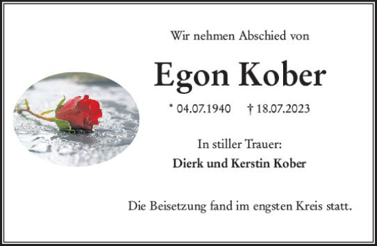 Traueranzeige von Egon Kober von Rüsselsheimer Echo