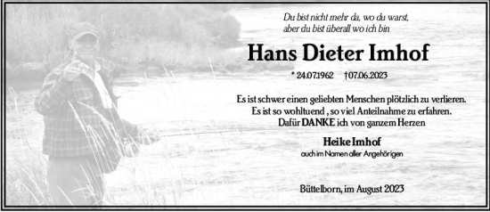 Traueranzeige von Hans Dieter Imhof von Groß-Gerauer Echo
