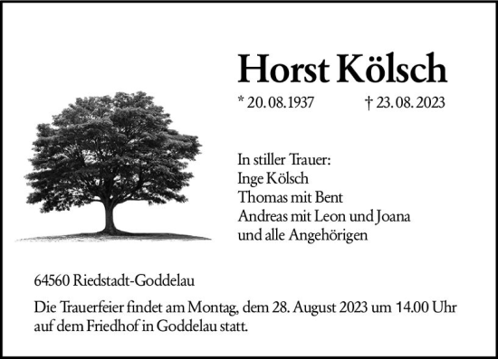 Traueranzeige von Horst Kölsch von Groß-Gerauer Echo