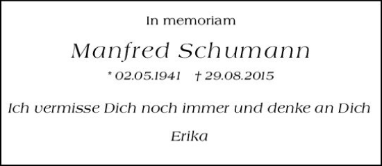 Traueranzeige von Manfred Schumann von Darmstädter Echo