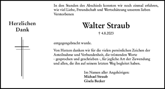 Traueranzeige von Walter Straub von Starkenburger Echo