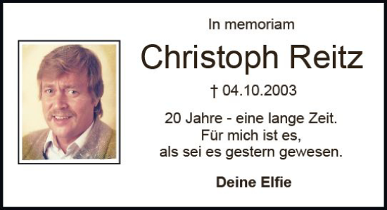 Traueranzeige von Christoph Reitz von Idsteiner Land/Untertaunus