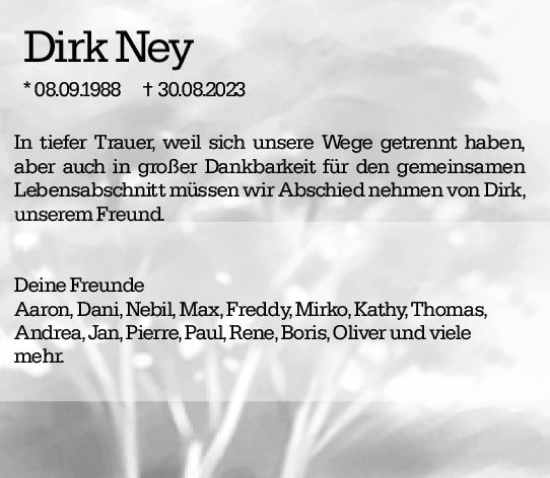 Traueranzeige von Dirk Ney von Darmstädter Echo