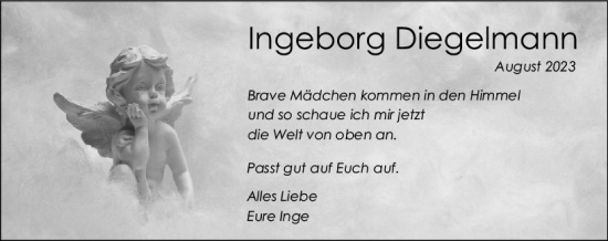 Traueranzeige von Ingeborg Diegelmann von Rüsselsheimer Echo