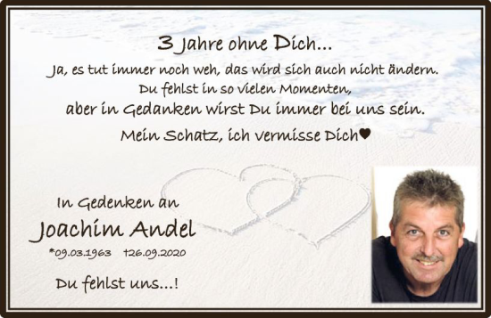 Traueranzeige von Joachim Andel von Allgemeine Zeitung Bingen/Ingelheim