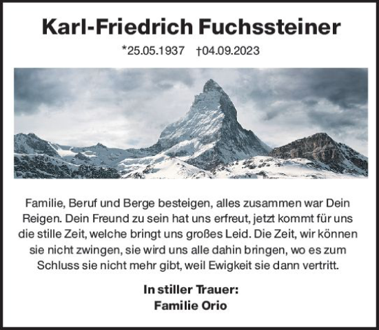 Traueranzeige von Karl-Friedrich Fuchssteiner von Darmstädter Echo