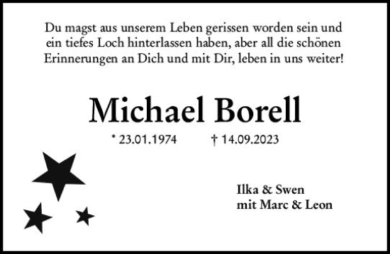 Traueranzeige von Michael Borell von Darmstädter Echo
