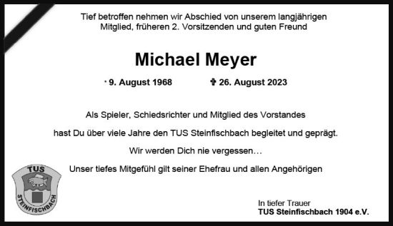 Traueranzeige von Michael Meyer von Camberger Anzeiger