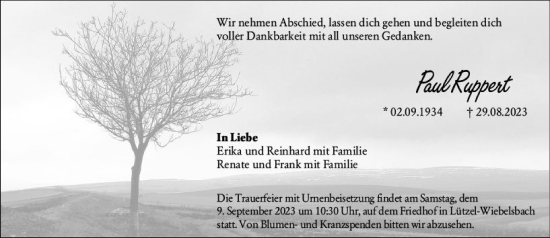 Traueranzeige von Paul Ruppert von Odenwälder Echo