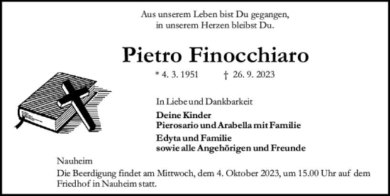 Traueranzeige von Pietro Finocchiaro von Groß-Gerauer Echo