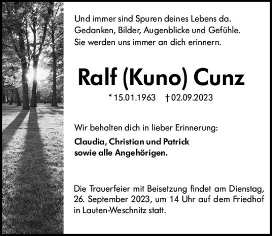 Traueranzeige von Ralf Cunz von Starkenburger Echo