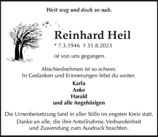 Traueranzeige von Reinhard Heil von Groß-Gerauer Echo