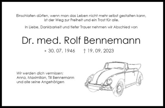 Traueranzeige von Rolf Bennemann von Darmstädter Echo