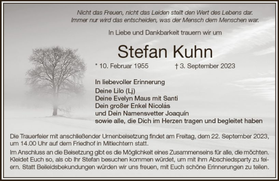 Traueranzeige von Stefan Kuhn von Starkenburger Echo