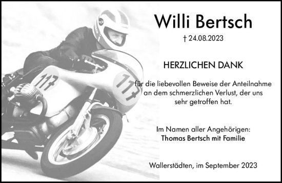 Traueranzeige von Willi Bertsch von Groß-Gerauer Echo