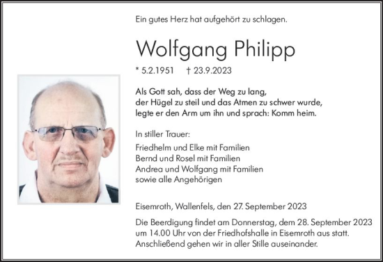 Traueranzeige von Wolfgang Philipp von Dill Block