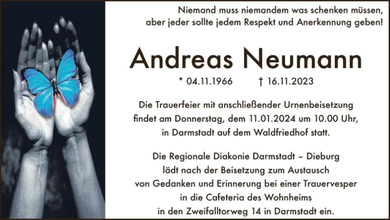 Traueranzeige von Andreas Neumann von Darmstädter Echo