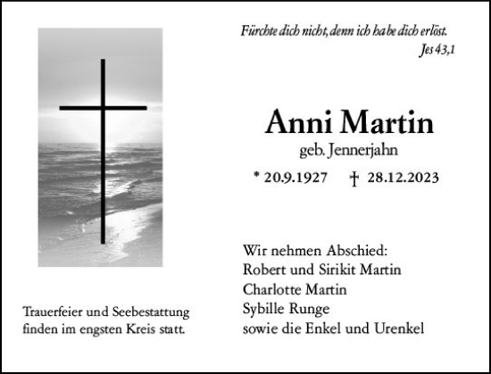 Traueranzeige von Anni Martin von Darmstädter Echo