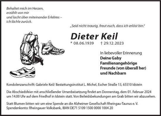 Traueranzeige von Dieter Keil von Idsteiner Land/Untertaunus