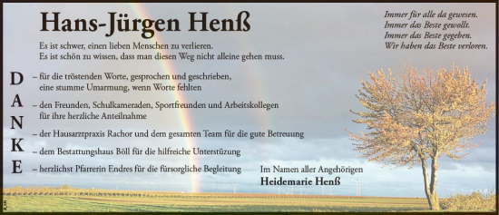 Traueranzeige von Hans-Jürgen Henß von Wormser Zeitung