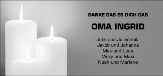 Traueranzeige von Ingrid  von Hinterländer Anzeiger