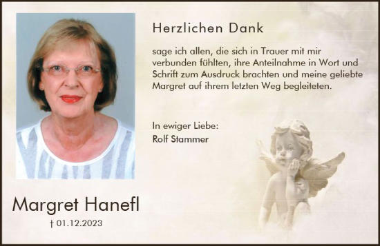 Traueranzeige von Margret Hanefl von Allgemeine Zeitung Mainz