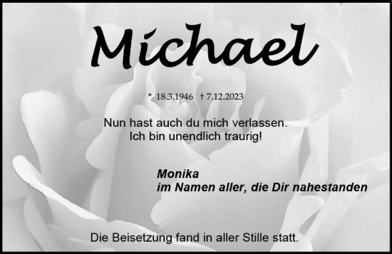 Traueranzeige von Michael  von Darmstädter Echo