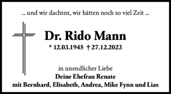 Traueranzeige von Rido Mann von Darmstädter Echo