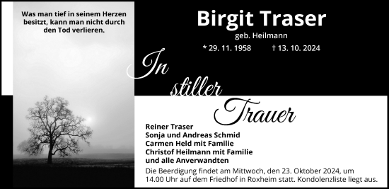 Traueranzeige von Birgit Traser von Starkenburger Echo
