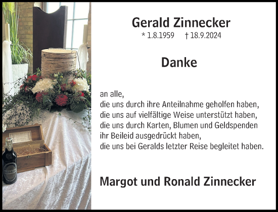 Traueranzeige von Gerald Zinnecker von Hochheimer Zeitung